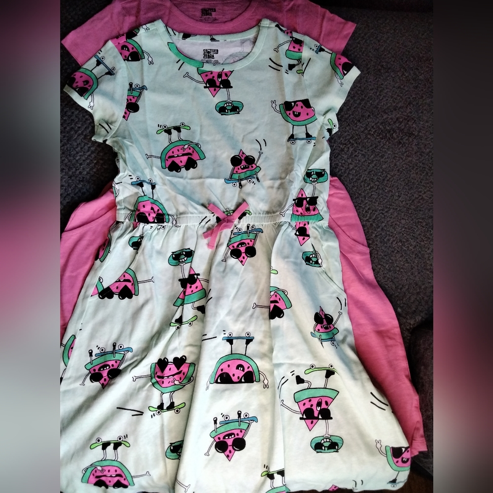 Spotted Zebra Girls Knit Short Sleeve Cinch-Waist Dresses XXL (11/12) 2 DRESSES